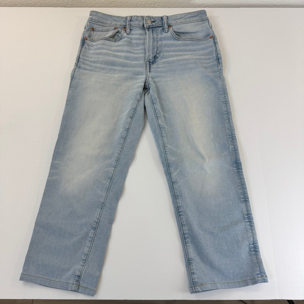 American Eagle Airflex+ Mens Light Wash Straight Leg Jeans 31x30 Blue Denim